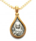 Vakkert gullforgylt sølvsmykke med den Hellige Valentin og Engel thumbnail