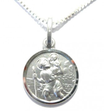 St Kristoffer medaljong i sølv for barn