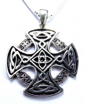 XL håndlaget keltisk hjulkors i sølv