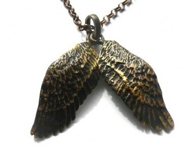 Håndlagede englevinger smykke i bronse
