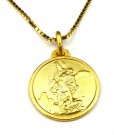 Gullforgylt sølv medaljong med St Michael motiv thumbnail