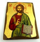 Vakker liten Kristus  ikon, silketrykk med forgylling på kvalitets treplate,(B) thumbnail