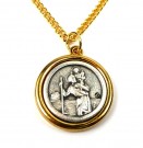 St Christopher medaljong i zama med vakker pregning og tekst på baksiden thumbnail