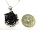 Stor detaljert gravert rose smykke i rav og med sølvblader (C) thumbnail
