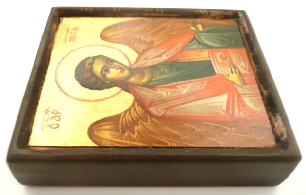 Detalje håndmalt lite Saint Michael icon